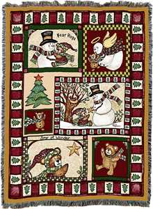 Christmas Bear Patchwork Quilt Blanket